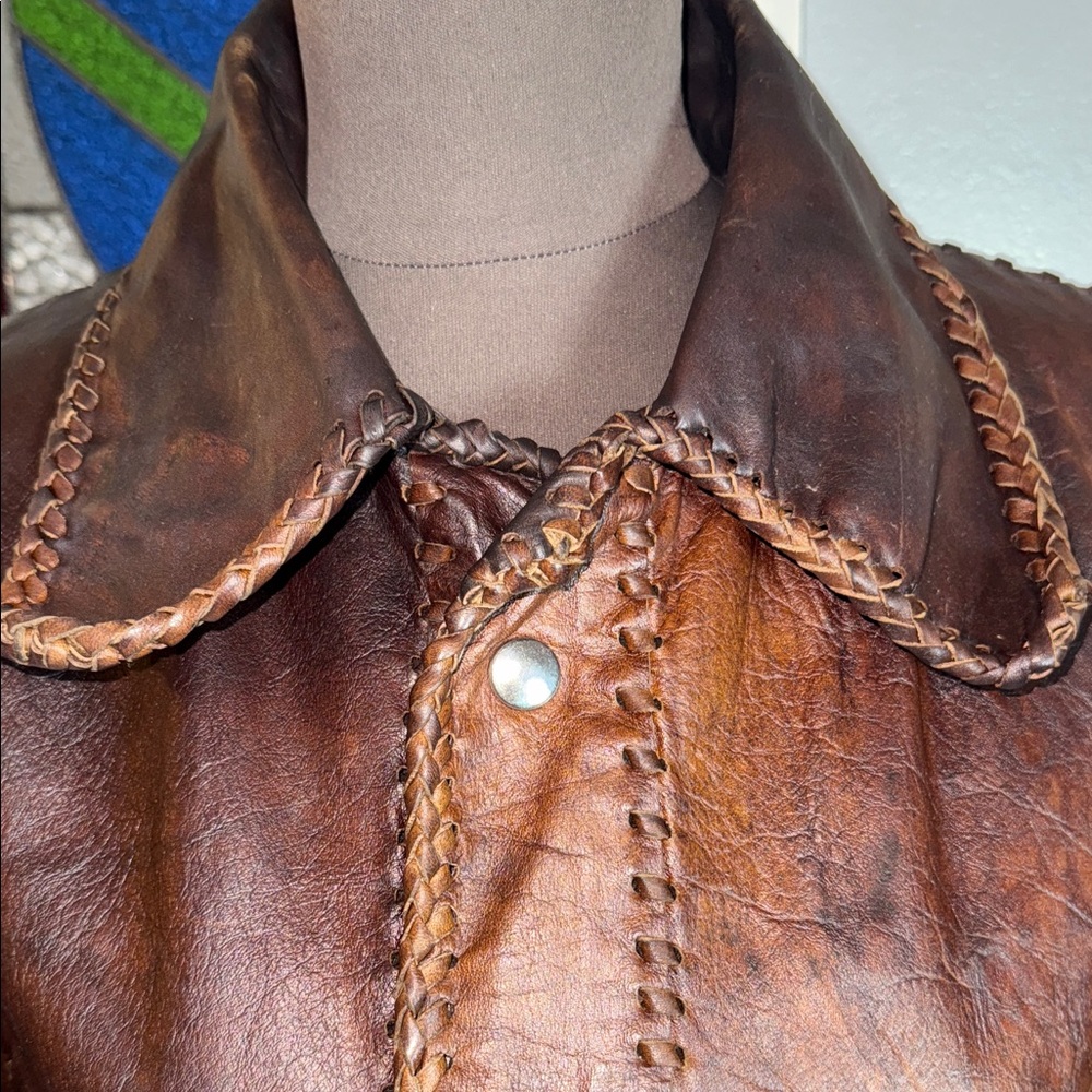 Vintage Dark Brown Patchwork Leather Jacket - image 4